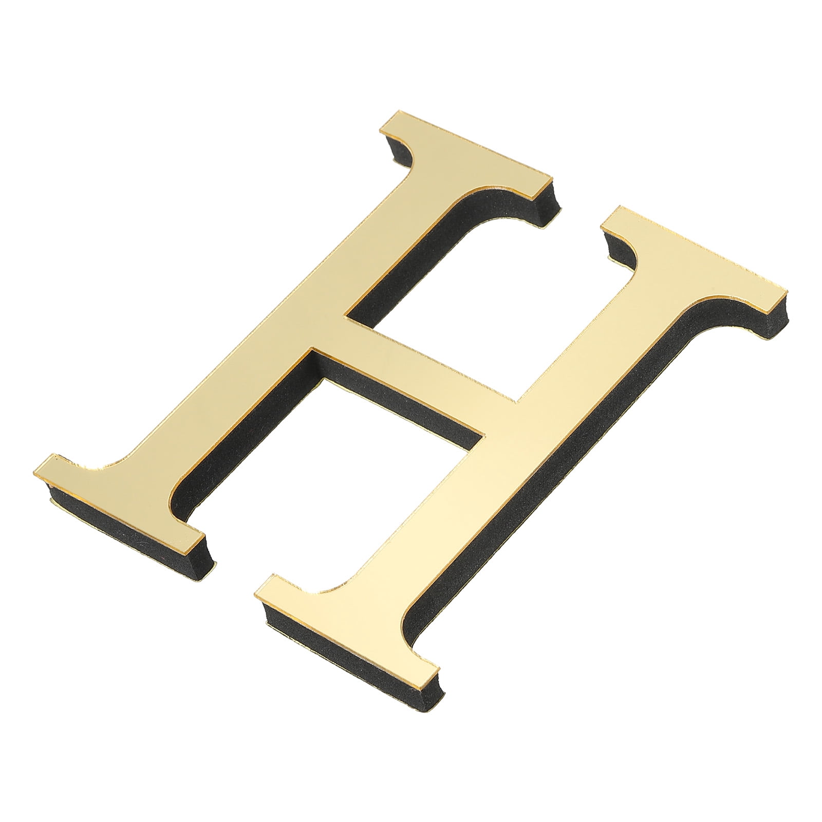 Unique Bargains 3D Acrylic Alphabet Mirror Wall Stickers Self-Adhesive Gold H Shape