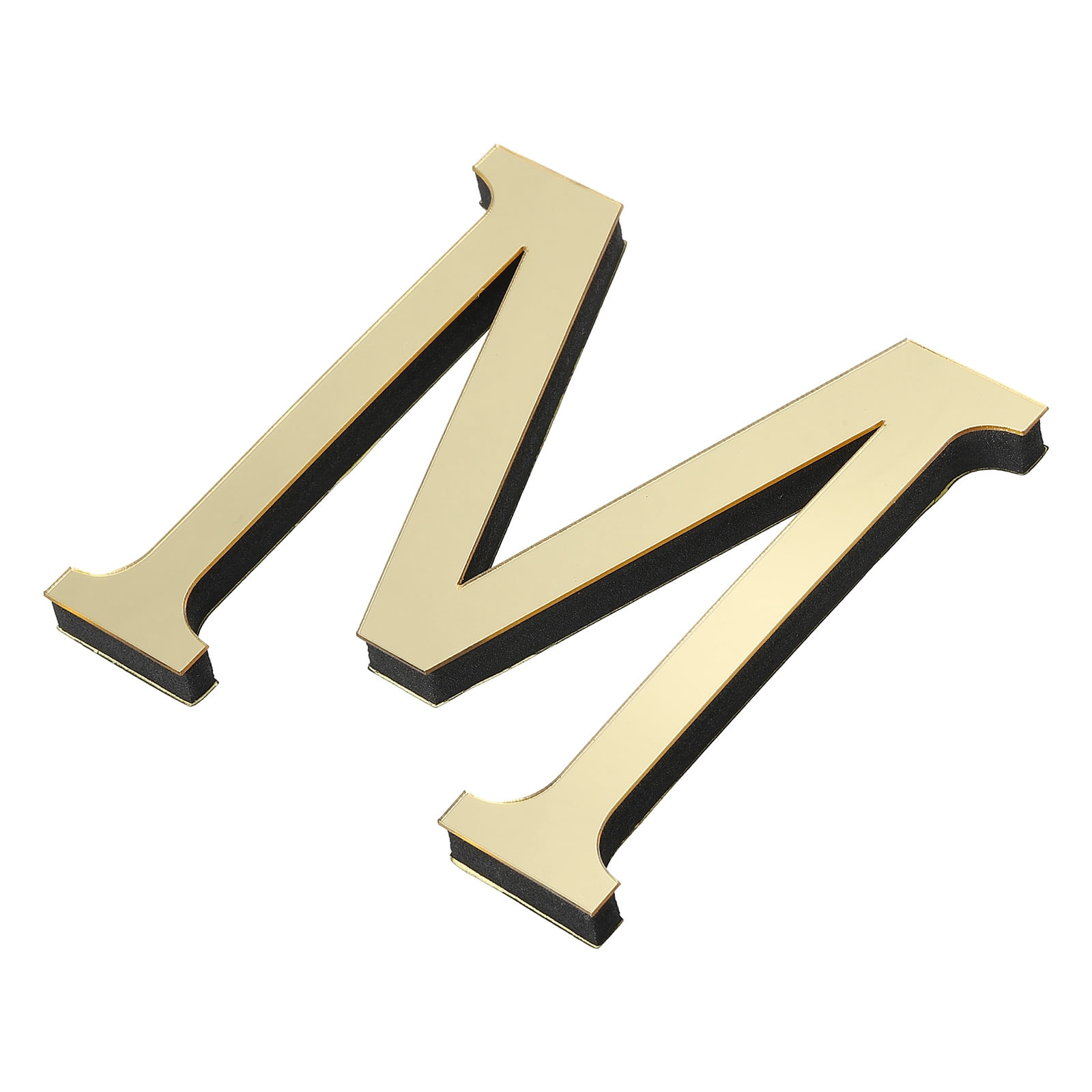 Unique Bargains 3D Acrylic Alphabet Mirror Wall Stickers Self-Adhesive Gold M Shape