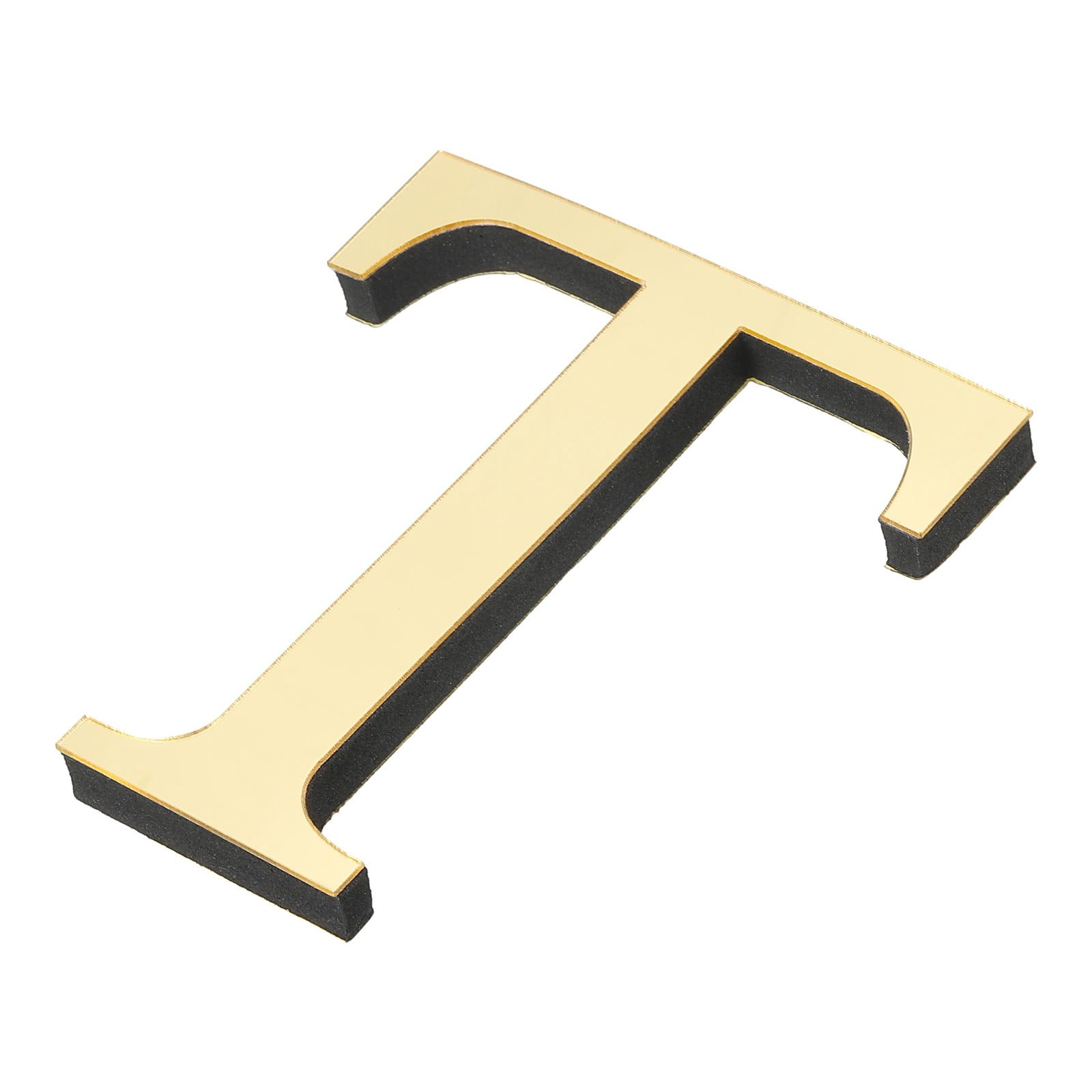Unique Bargains 3D Acrylic Alphabet Mirror Wall Stickers Self-Adhesive Gold T Shape