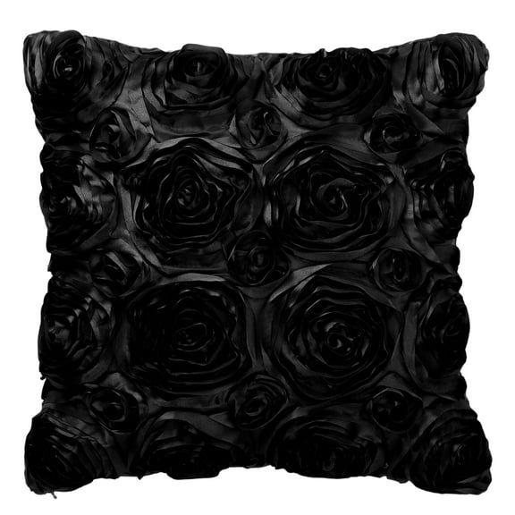 Unique Bargains 3D Flower Decorative Throw Pillow Cover 16" x 16" Black