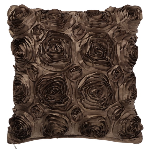Unique Bargains 3D Flower Decorative Throw Pillow Cover 16" x 16" Coffee Color