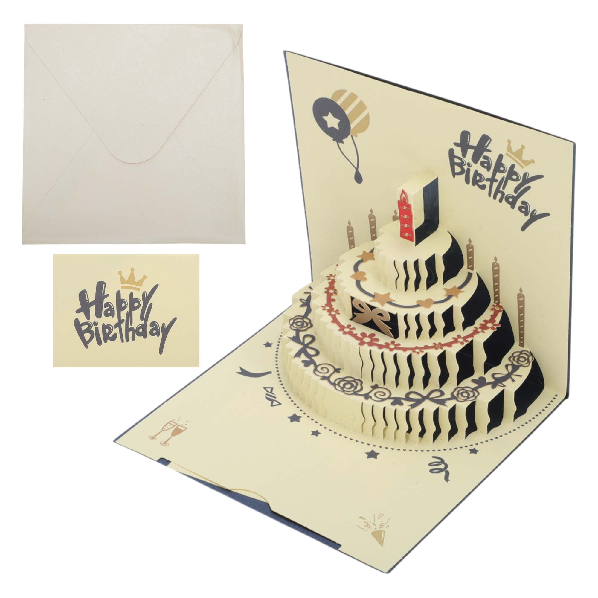 Unique Bargains 3D Heart Greeting Cards Blank Notecard for Friends Blue