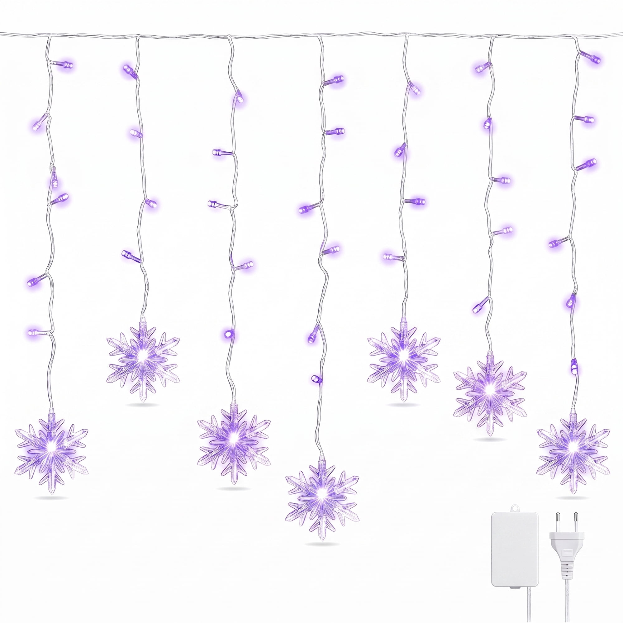 Unique Bargains 3D Snowflake Decor Lights for Indoor Romantic Winter Decorations 3.5 ft Blue EU Plug In Powers Steady On and Twinkle Lights