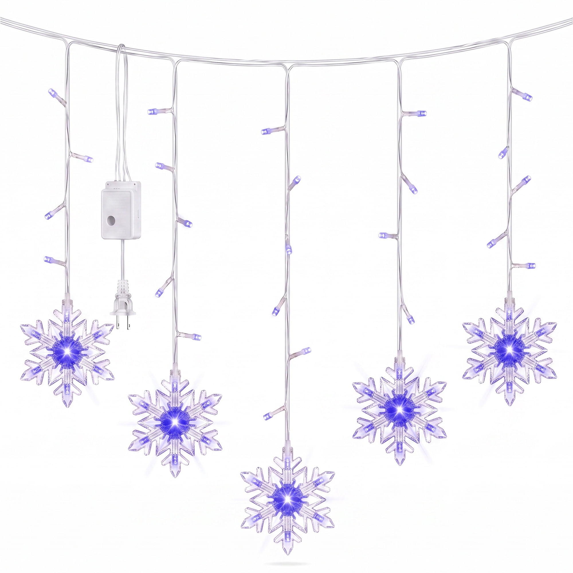 Unique Bargains 3D Snowflake Decor Lights for Indoor 3.5 ft Blue US Plug In Powers