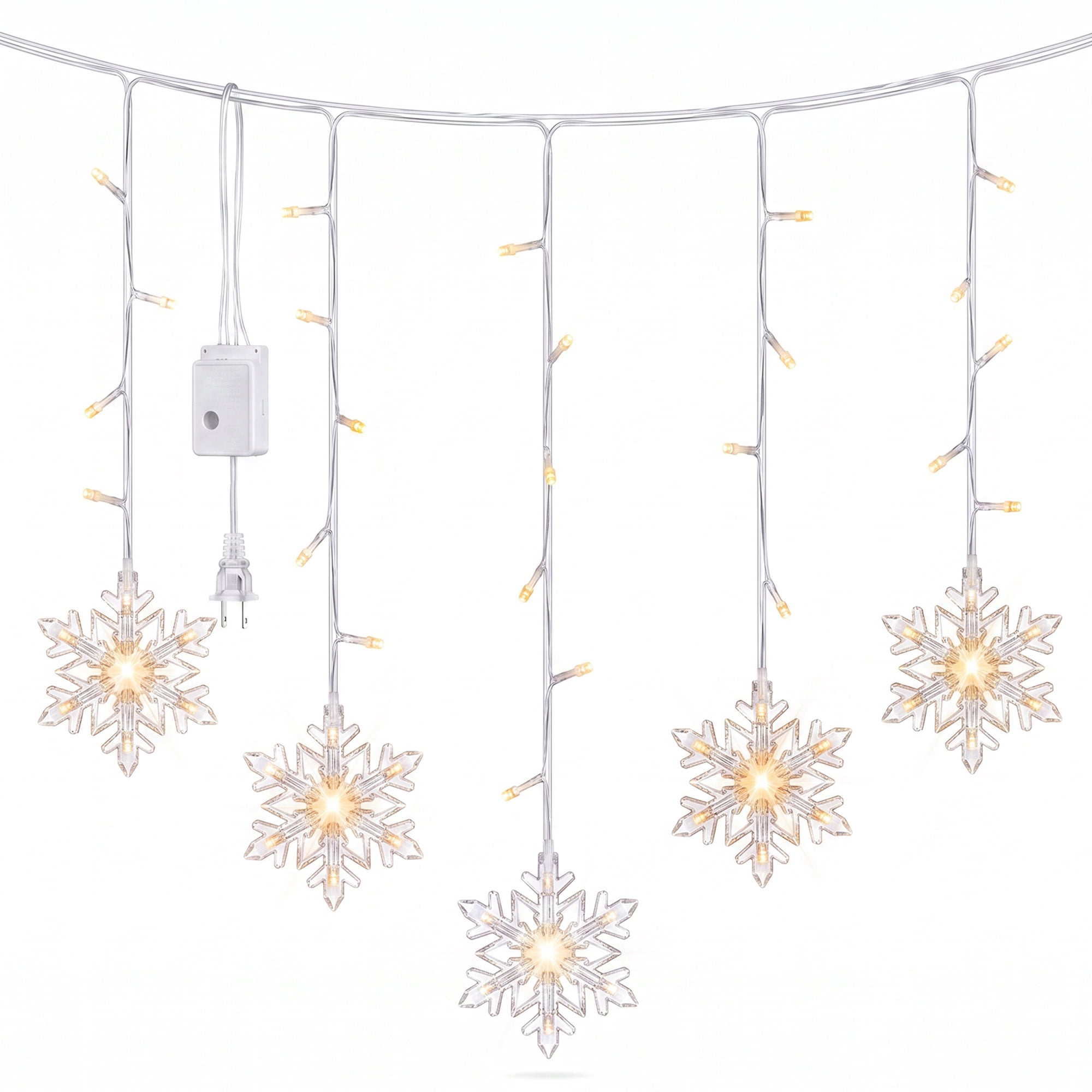 Unique Bargains 3D Snowflake Decor Lights for Indoor 3.5 ft Warm White US Plug In Powers