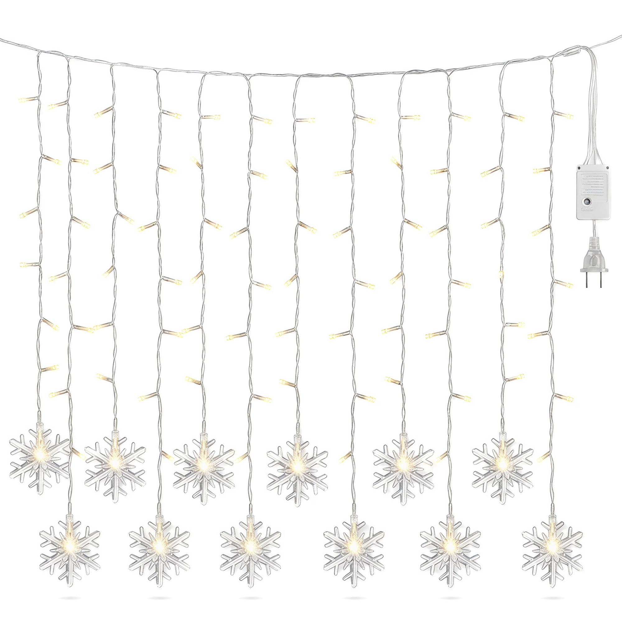Unique Bargains 3D Snowflake Decor Lights for Indoor Romantic Winter Decorations 3.5 ft Warm White EU Plug In Powers Steady On and Twinkle Lights