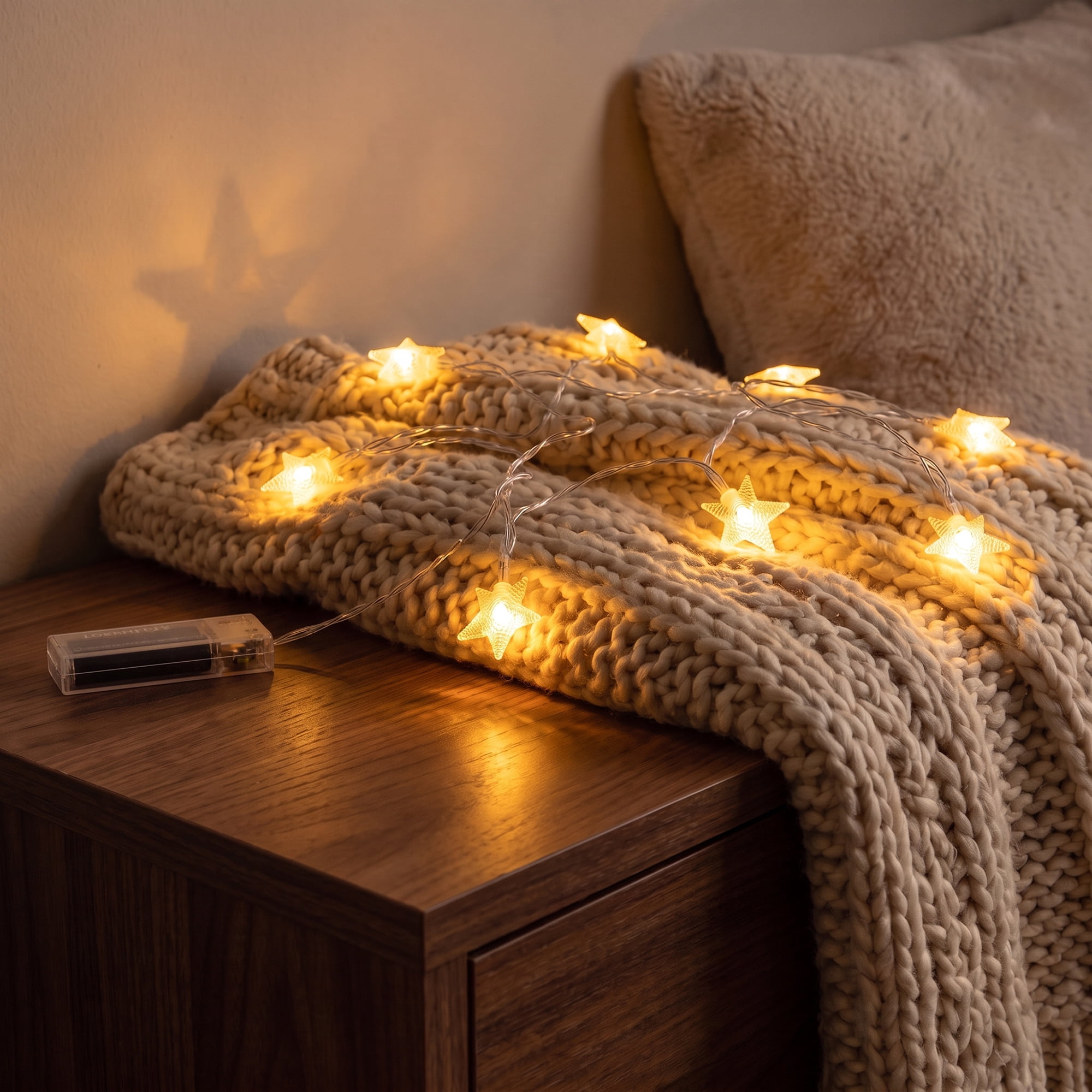 Unique Bargains 3D Star Lights with Flexible Design 6.6 ft Warm White Battery Operated