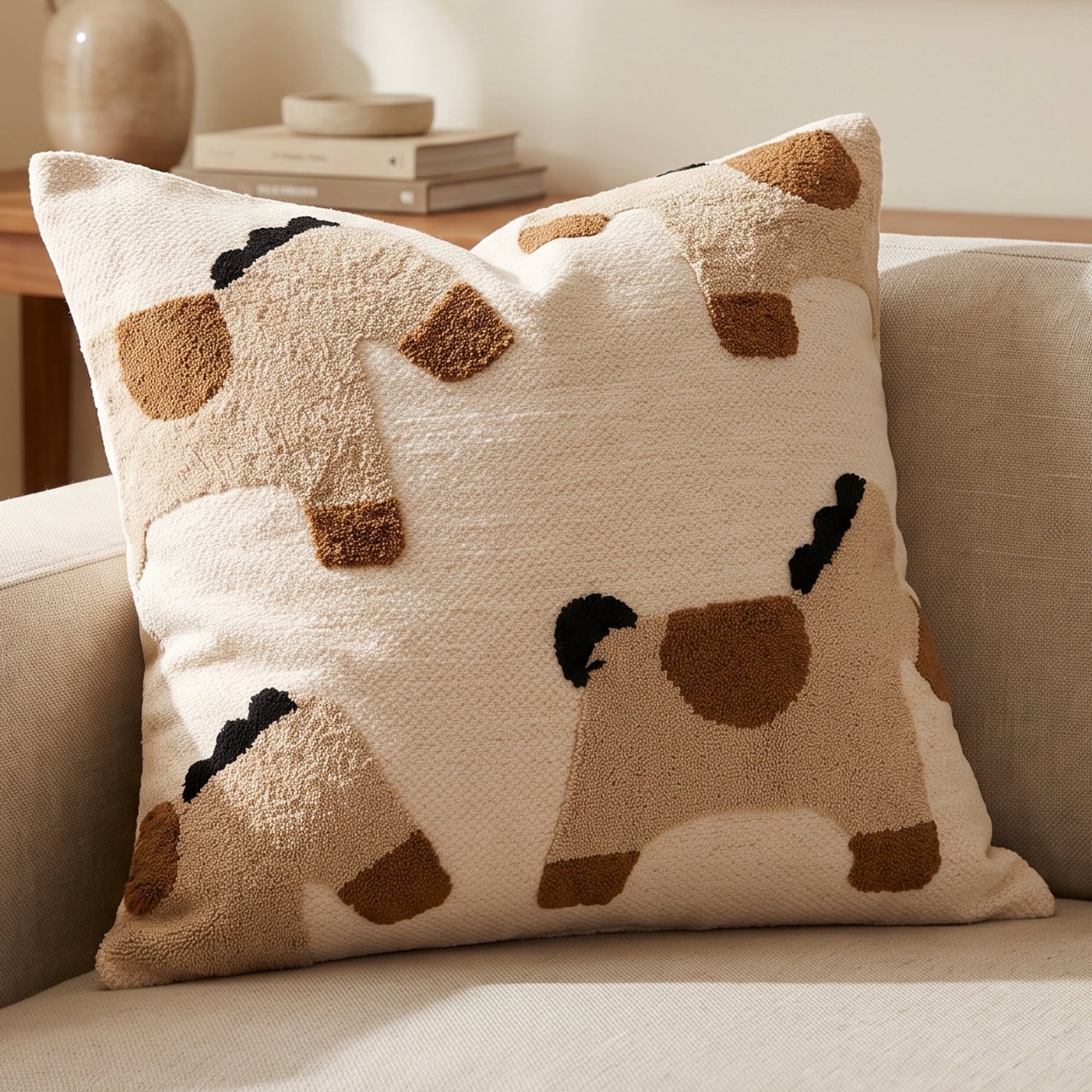 Unique Bargains 3D Tufted Animal Throw Pillow Cushion Cover Square Brown Horse 18"x18"