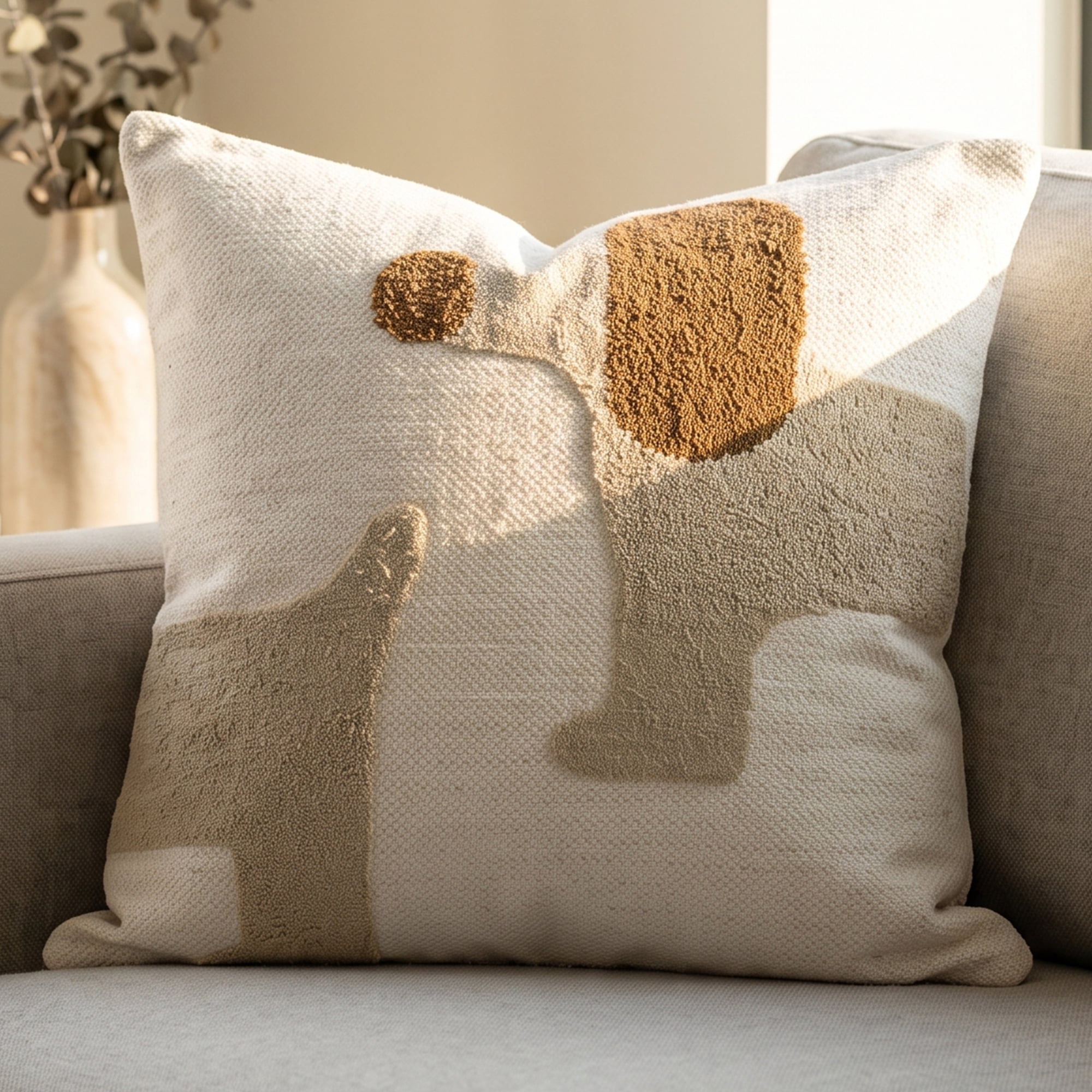 Unique Bargains 3D Tufted Cute Animal Throw Pillow Cushion Cover Brown Dog 18"x18"