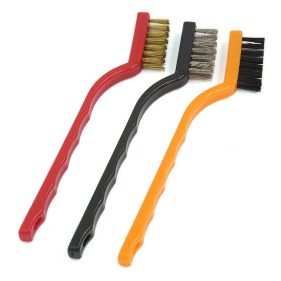 Unique Bargains 3PCS Handy Brush less Steel Nylon Brass Wire Brushes Set Cleaning Rust Kit