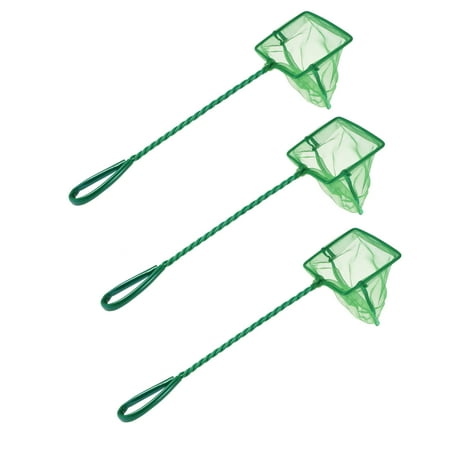 Unique Bargains 3Pcs Aquarium Fish Net Aquarium Fish Tank Accessories Small Fish Fine Net Green 10x8cm