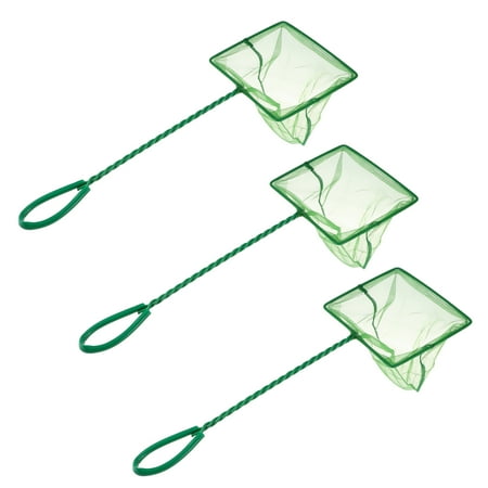 Unique Bargains 3Pcs Aquarium Fish Net Aquarium Fish Tank Accessories Small Fish Fine Net Green 13x14.5cm