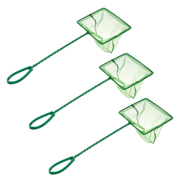 Unique Bargains 3Pcs Aquarium Fish Net Aquarium Fish Tank Accessories Small Fish Fine Net Green 13x14.5cm