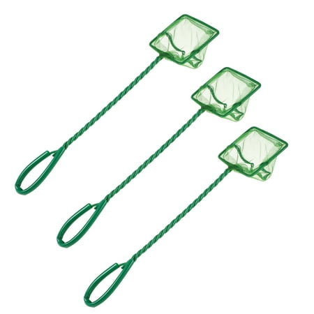 Unique Bargains 3Pcs Aquarium Fish Net Aquarium Fish Tank Accessories Small Fish Fine Net Green 7.3x6.5 cm
