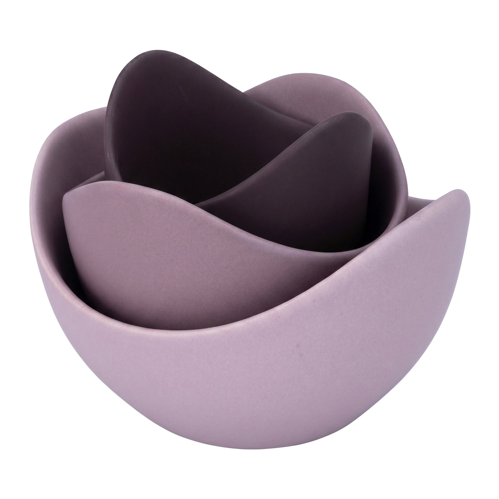 Unique Bargains 3Pcs Ceramic Floral Petal Jewelry Dish Tray Bowls Pink 3Pcs