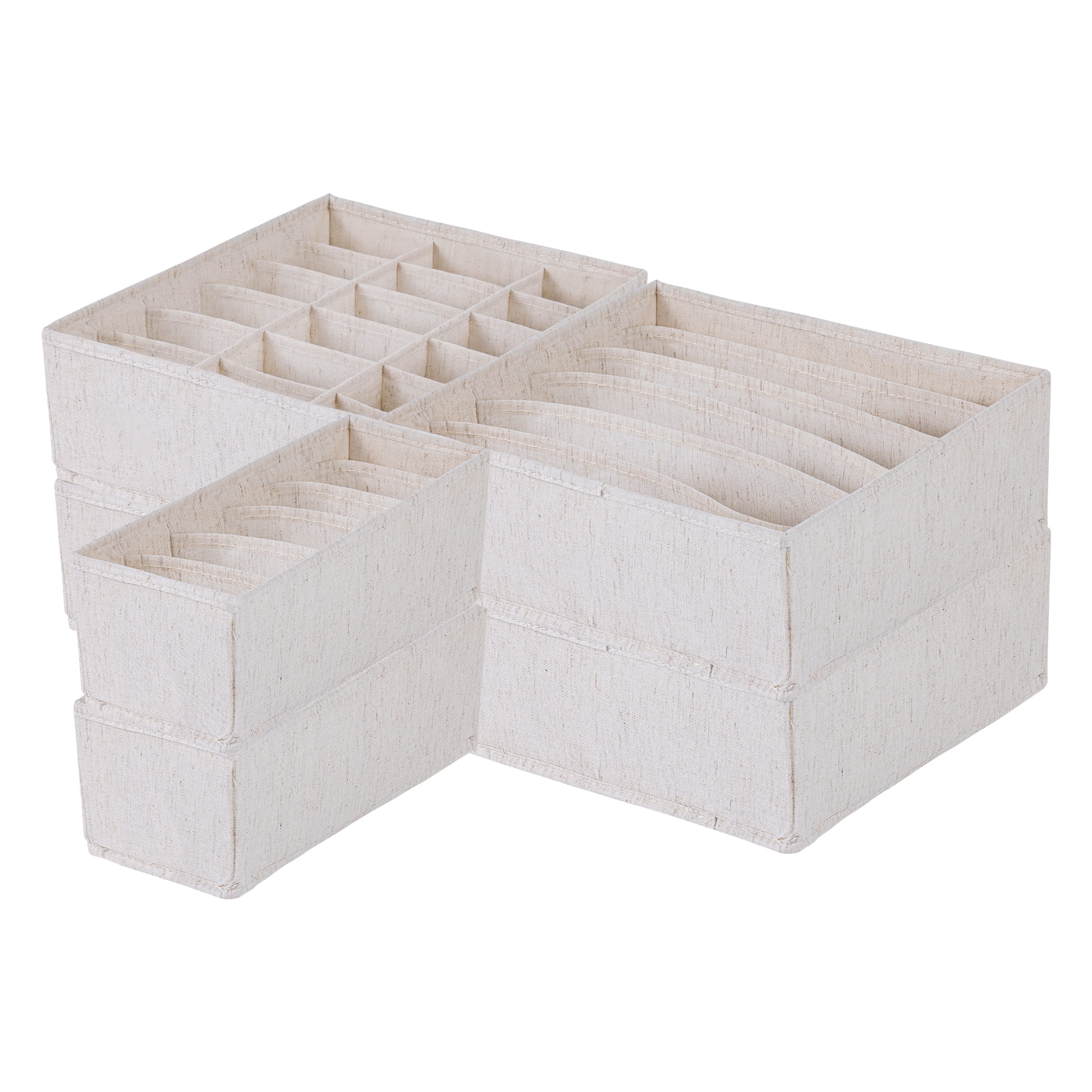Unique Bargains 3Pcs Cube Fabric Collapsible Storage Baskets Beige 13.2*12*4.3in