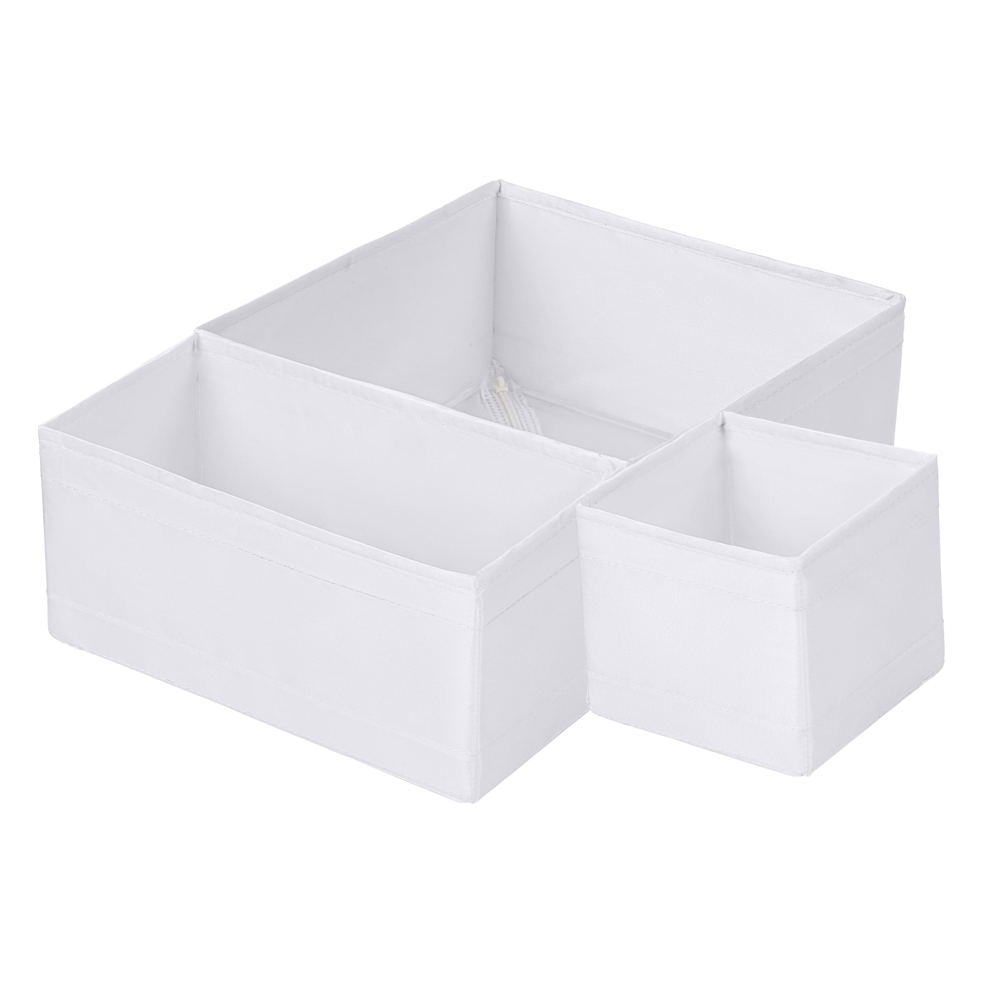 Unique Bargains 3Pcs Fabric Collapsible Storage Basketas with Zipper White 3 Pcs