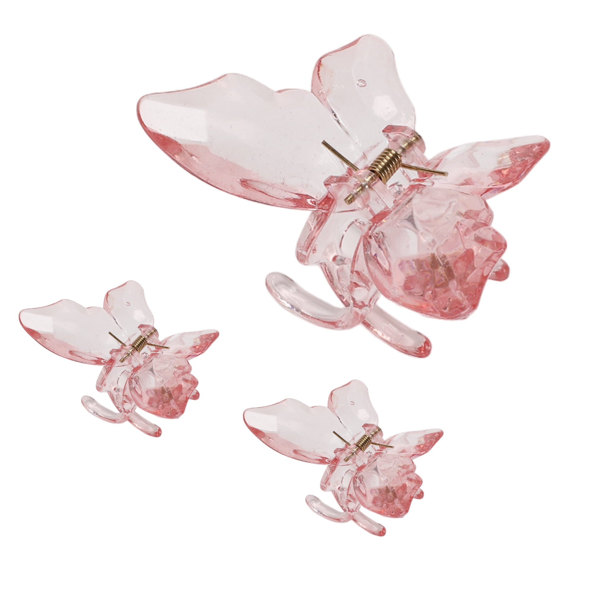 Unique Bargains 3Pcs Grace Butterfly Hairdo Clips Pink