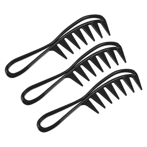 Unique Bargains 3 Pcs Hair Comb Wide Tooth Anti Static Detangling Comb for Wet and Dry Black