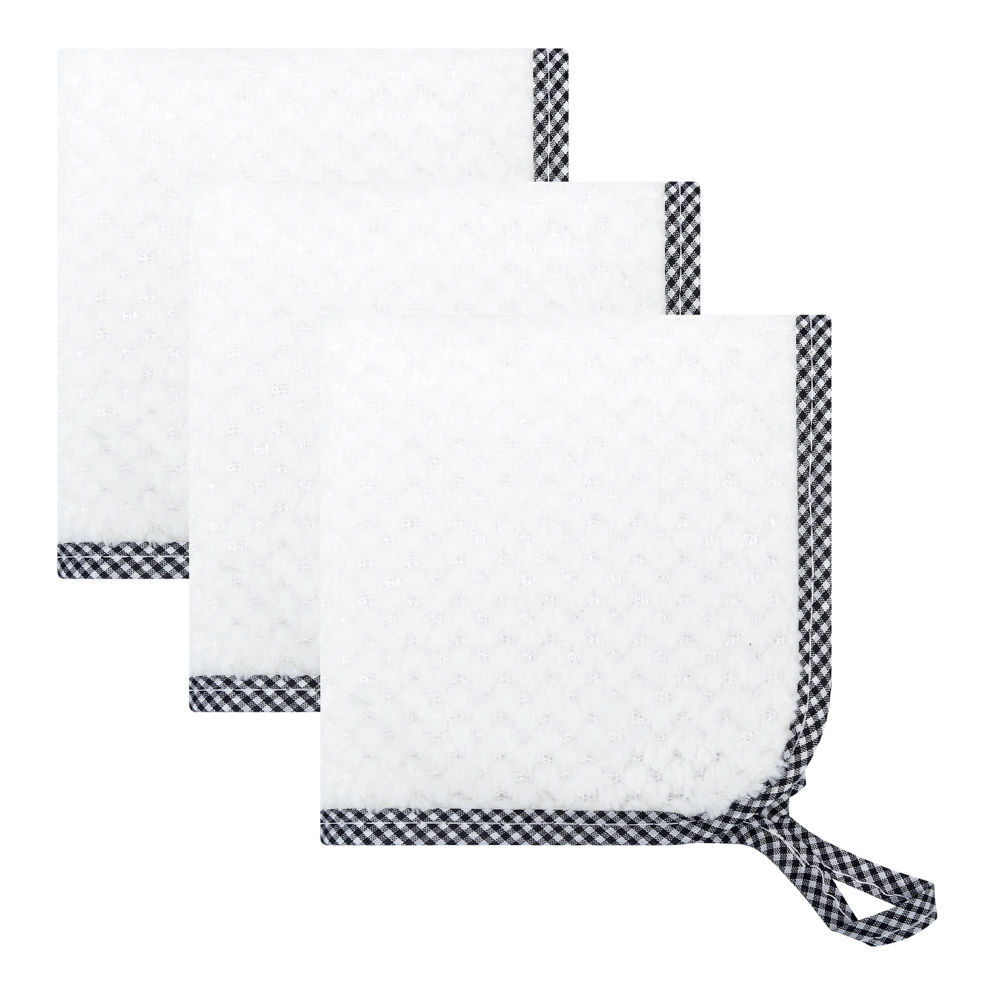 Unique Bargains 3Pcs Hanging Microfiber Reusable Kitchen Dish Cloths Beige 10" x 10"