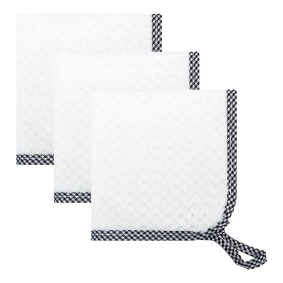 Unique Bargains 3Pcs Hanging Microfiber Reusable Kitchen Dish Cloths Beige 10" x 10"