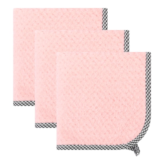 Unique Bargains 3Pcs Hanging Microfiber Reusable Kitchen Dish Cloths Light Pink 10" x 10"