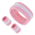 thumbnail image 1 of Unique Bargains 3Pcs Headband with Wristband Sweat Headband Pink White, 1 of 6