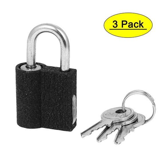 Unique Bargains 3Pcs Home Door Cabinet Box Locking Small Padlock with Key 25mm Width Metal