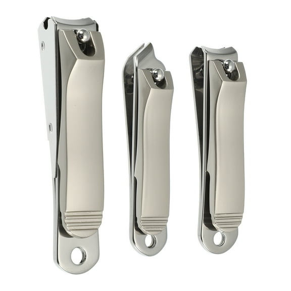 Unique Bargains 3Pcs Nail Clippers Nail Clipper Set for Nail Care Portable Stainless Steel Silver Tone Titanium Tone