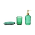 thumbnail image 1 of Unique Bargains 3Pcs Reusable Stripes Bathroom Accessories Set Green, 1 of 4