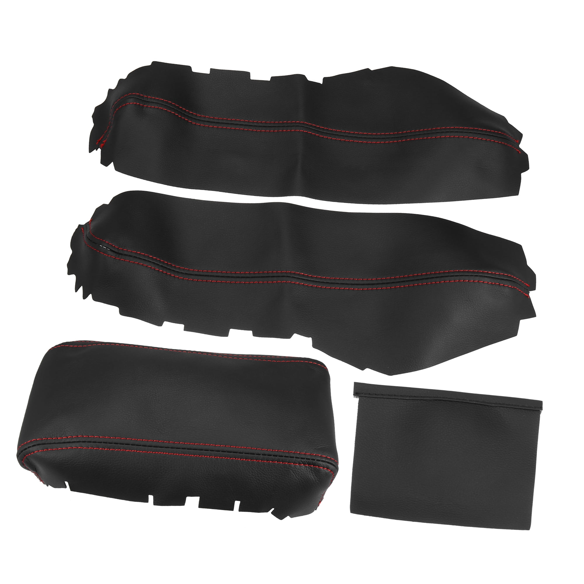 Unique Bargains 3Pcs/Set Armrest Cover for Honda Civic 10th Gen 1620 Black with Red Line