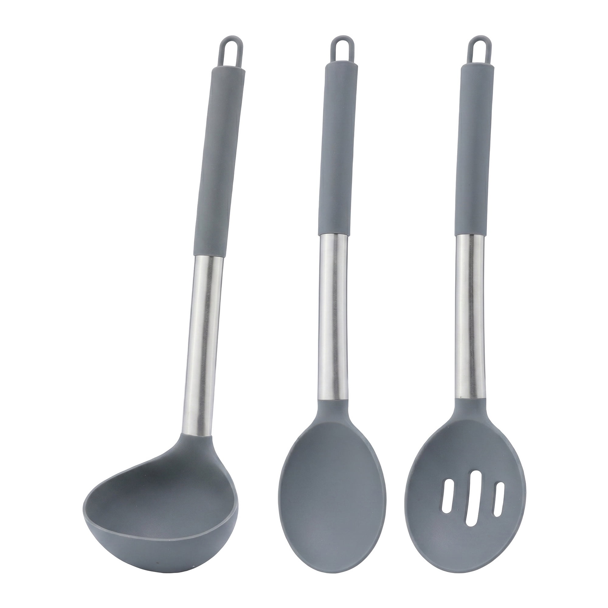 Unique Bargains 3Pcs Silicone Non Stick Cookware Cooking Utensil Set Grey