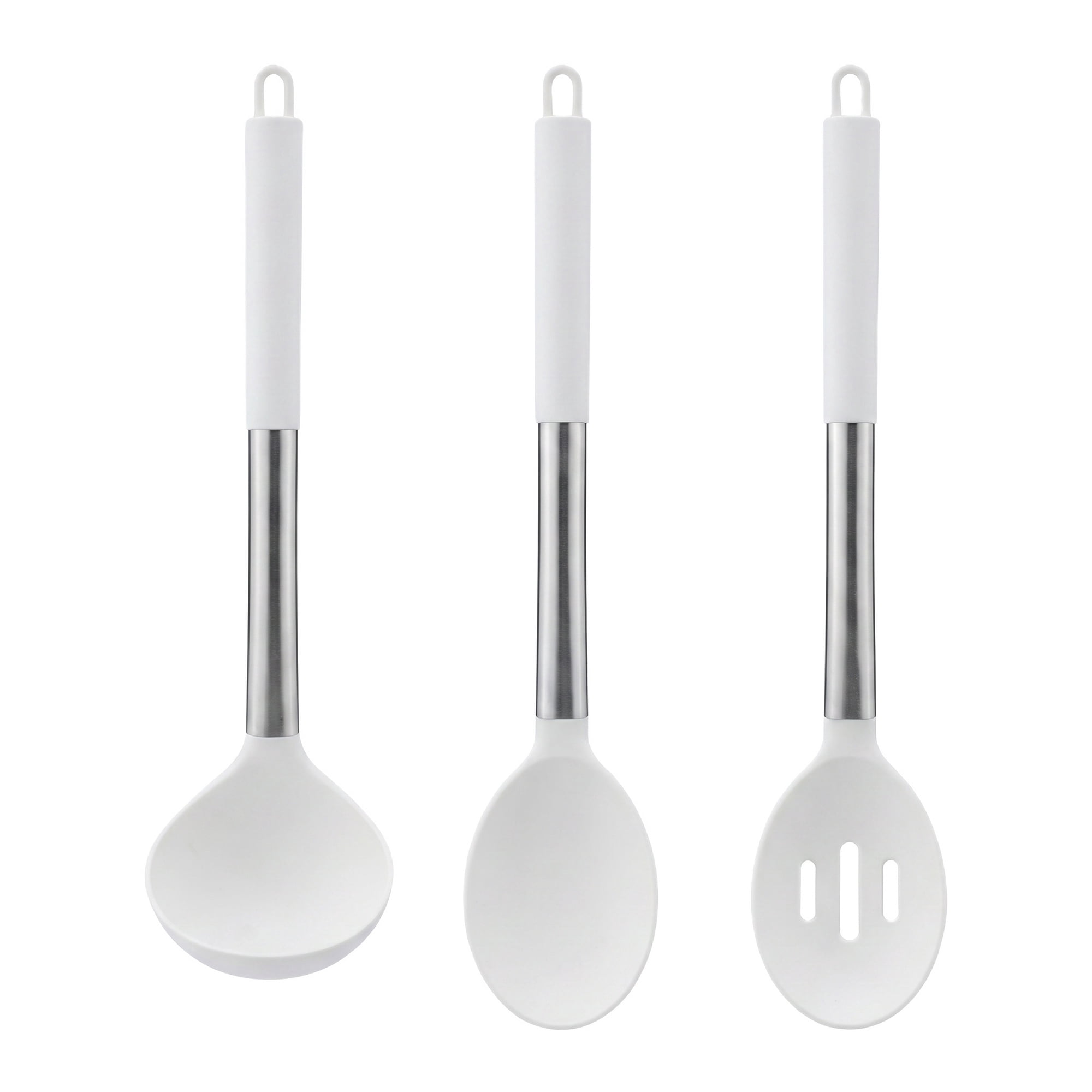 Unique Bargains 3Pcs Silicone Non Stick Cookware Cooking Utensil Set White