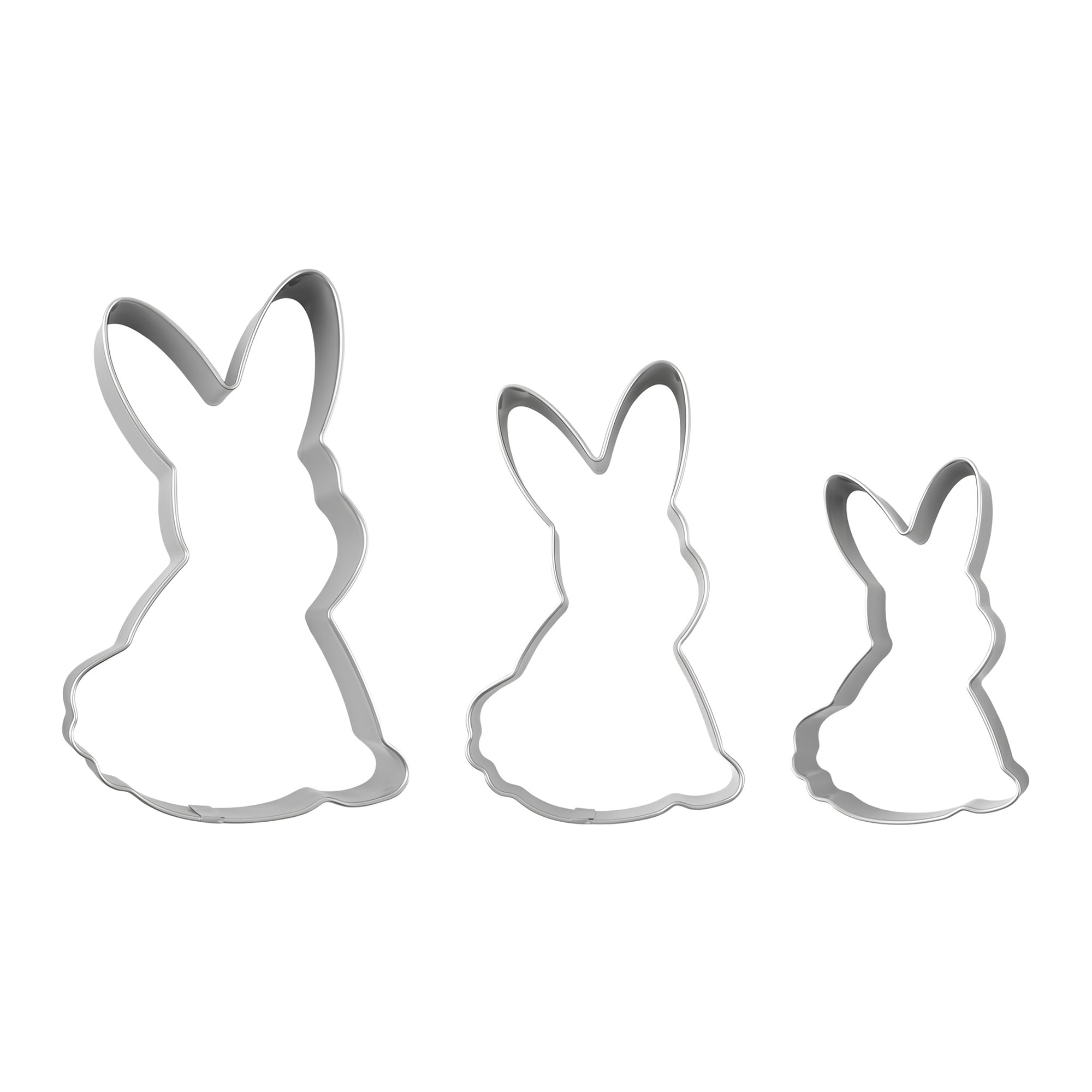 Unique Bargains 3Pcs Stainless Steel Cookie Cutters Tiered Bunny Frames Silver-3
