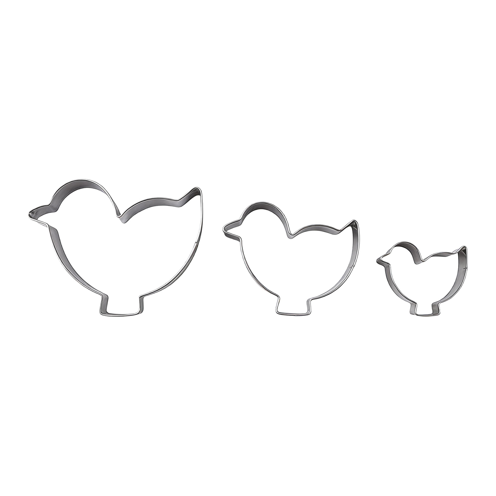 Unique Bargains 3Pcs Stainless Steel Cookie Cutters Tiered Chick Frames Silver-2