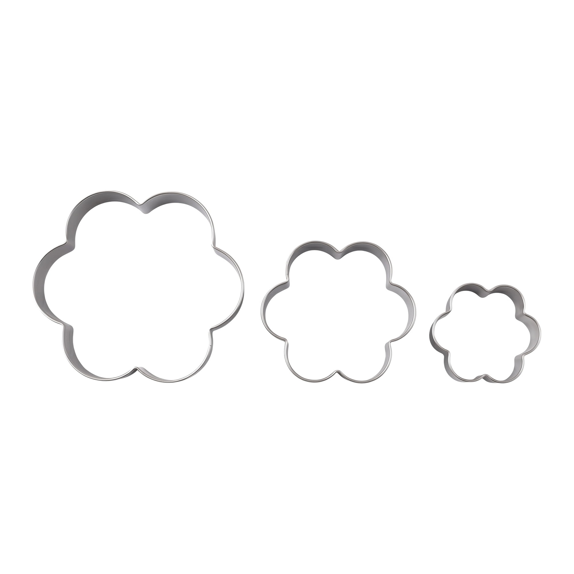 Unique Bargains 3Pcs Stainless Steel Cookie Cutters Tiered Flower Frames Silver-6