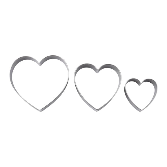 Unique Bargains 3Pcs Stainless Steel Cookie Cutters Tiered Heart Frames Silver-5
