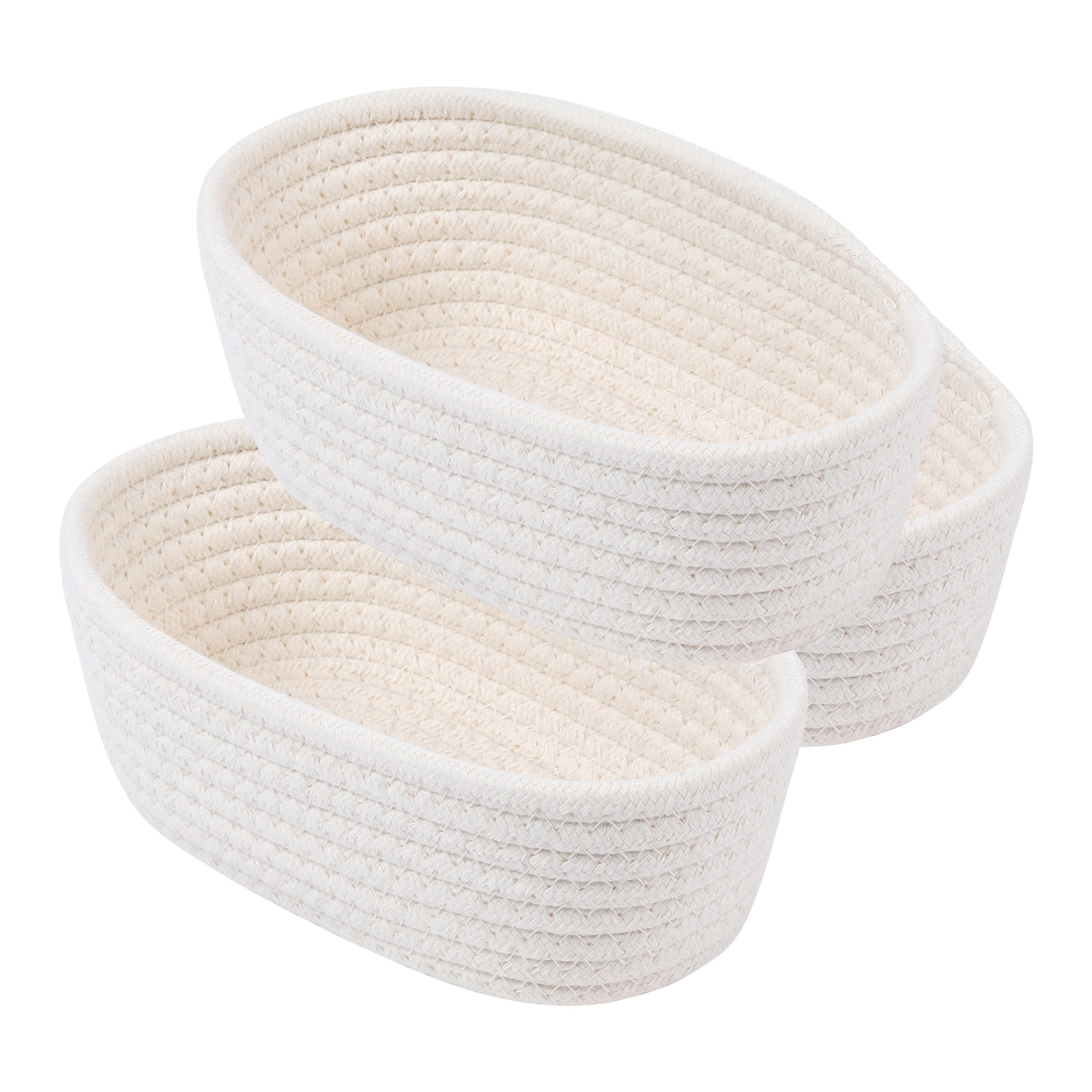 Unique Bargains 3Pcs Storage Basket for Key Tray Bowl Beige 9.1*5.1*2.8in