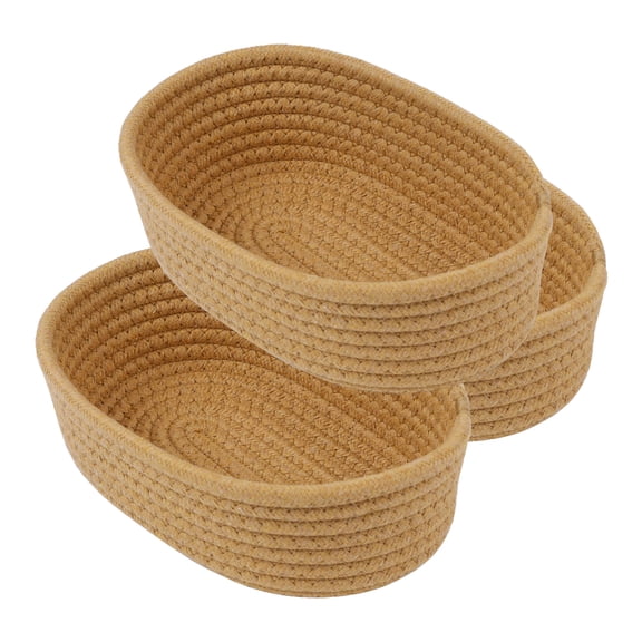Unique Bargains 3Pcs Storage Basket for Key Tray Bowl Camel 9.1*5.1*2.8in