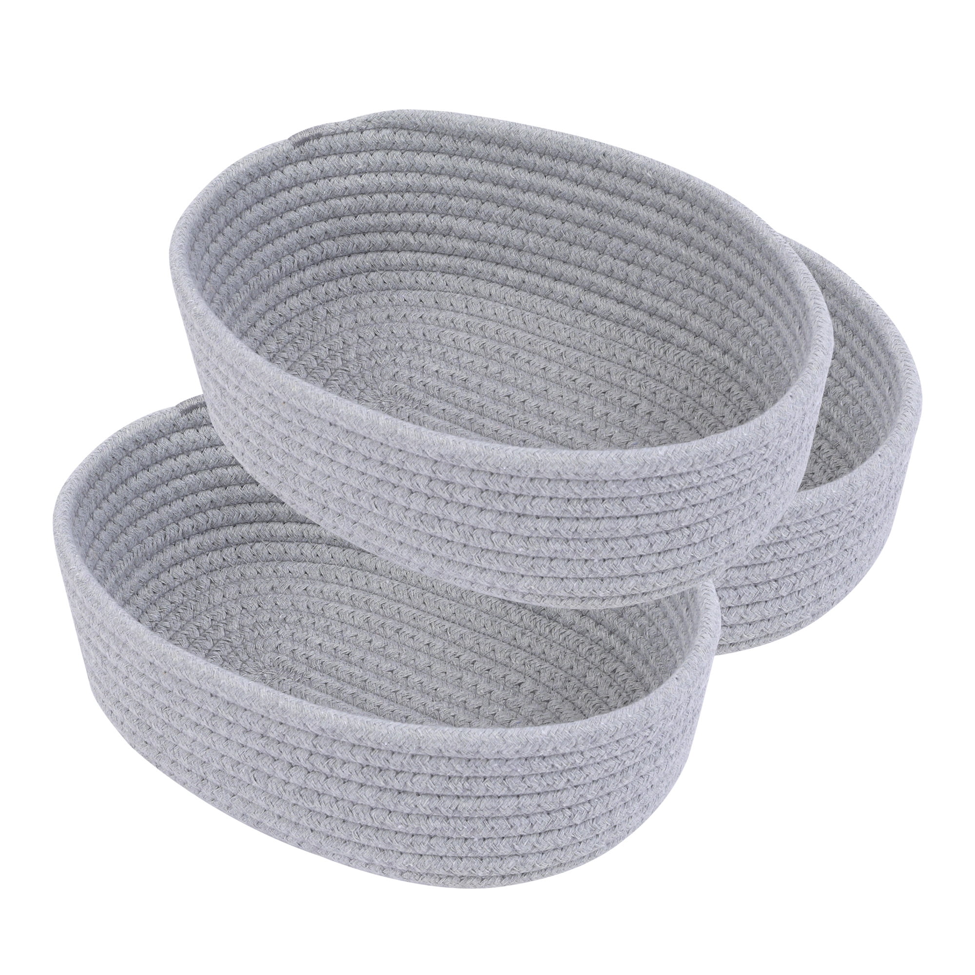 Unique Bargains 3Pcs Storage Basket for Key Tray Bowl Gray 10.2*6.3*3.1in