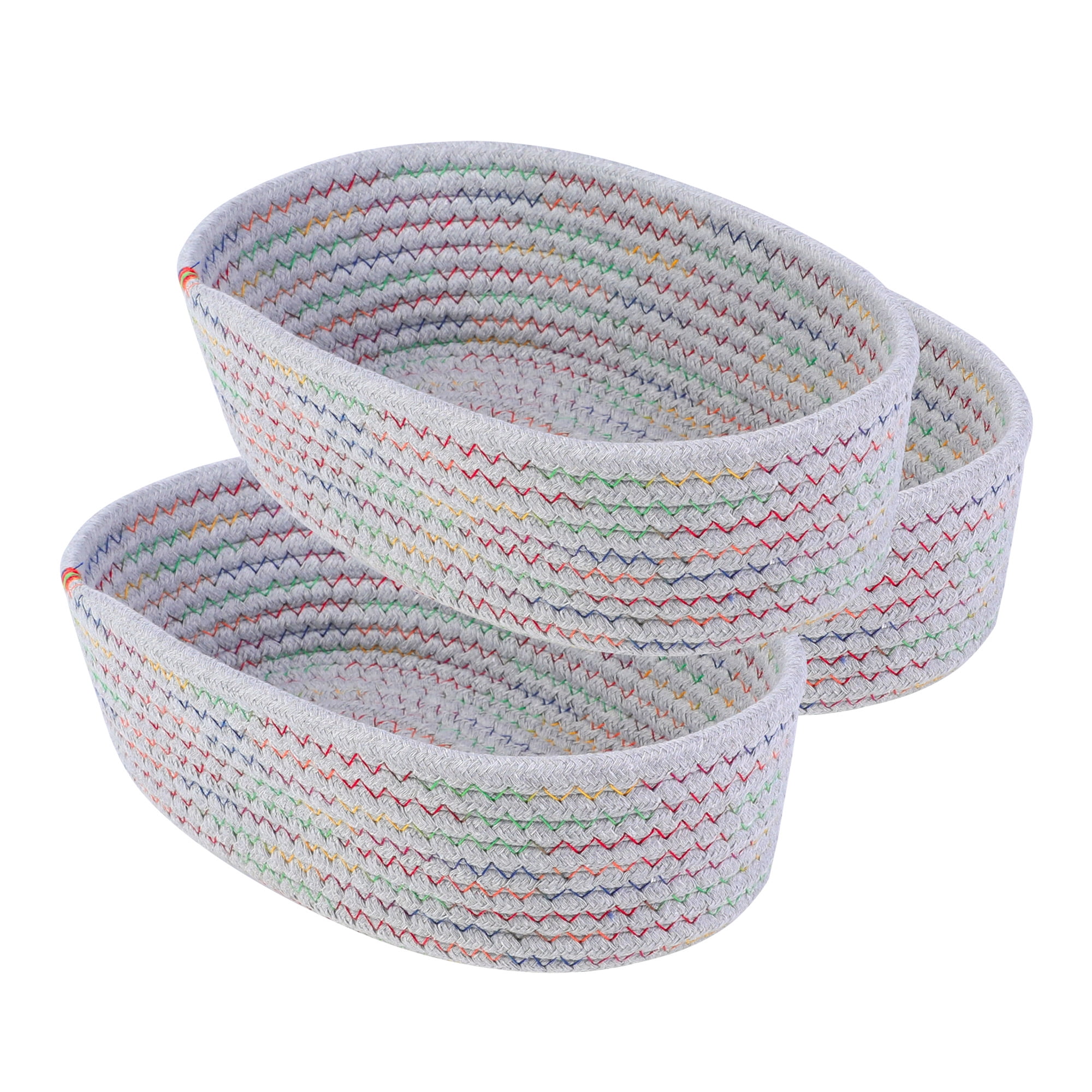 Unique Bargains 3Pcs Storage Basket for Key Tray Bowl Grey 10.2*6.3*3.1in