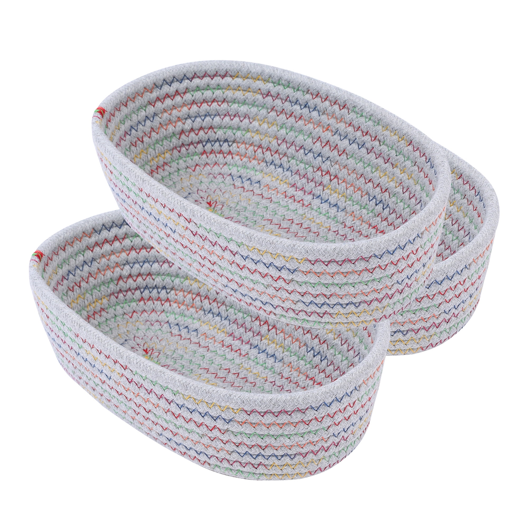 Unique Bargains 3Pcs Storage Basket for Key Tray Bowl Grey 9.1*5.1*2.8in