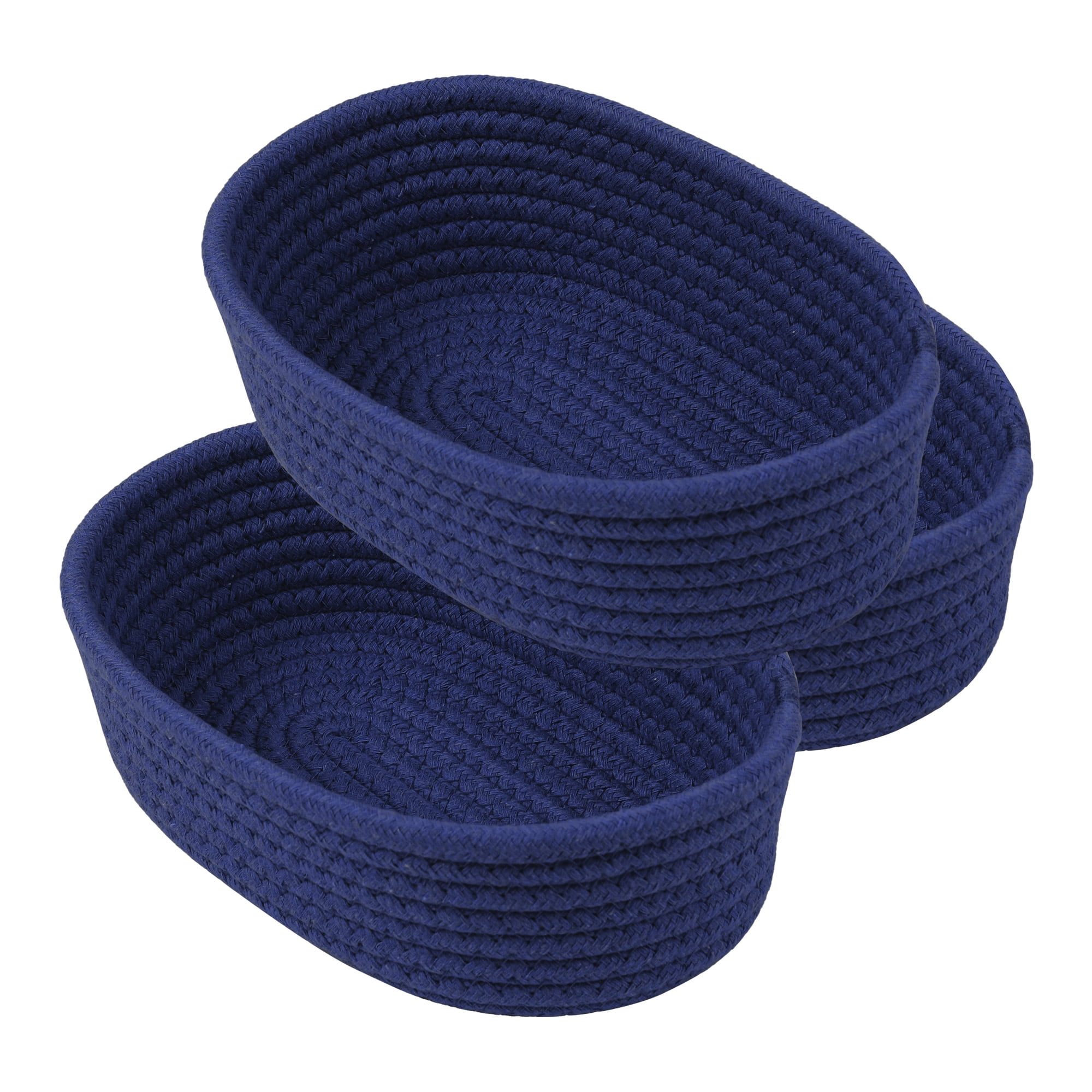 Unique Bargains 3Pcs Storage Basket for Key Tray Bowl Navy 9.1*5.1*2.8in