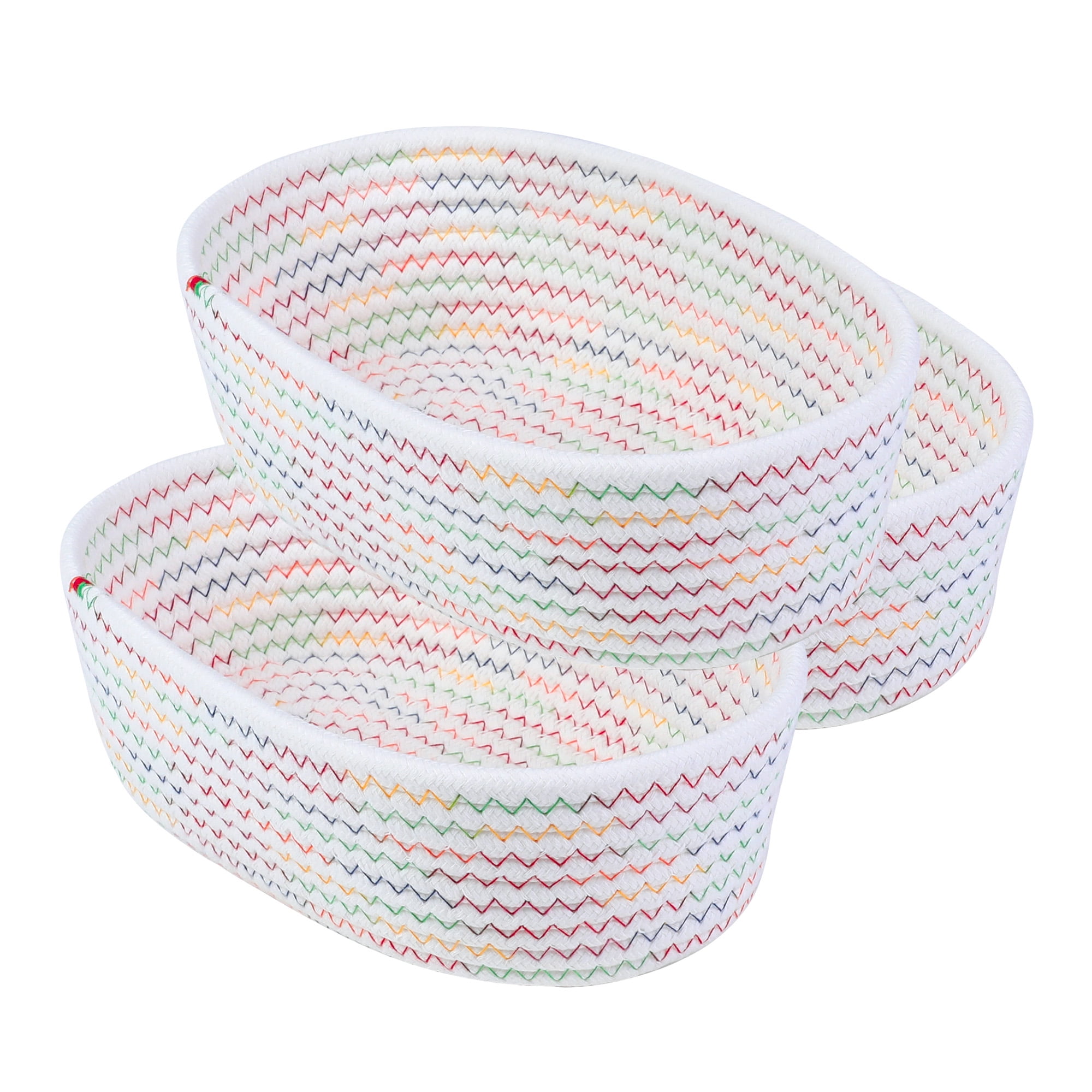 Unique Bargains 3Pcs Storage Basket for Key Tray Bowl White 10.2*6.3*3.1in