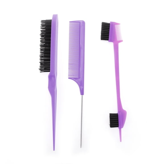 Unique Bargains 3Pcs Women Close Teeth Rat Tail Comb Purple