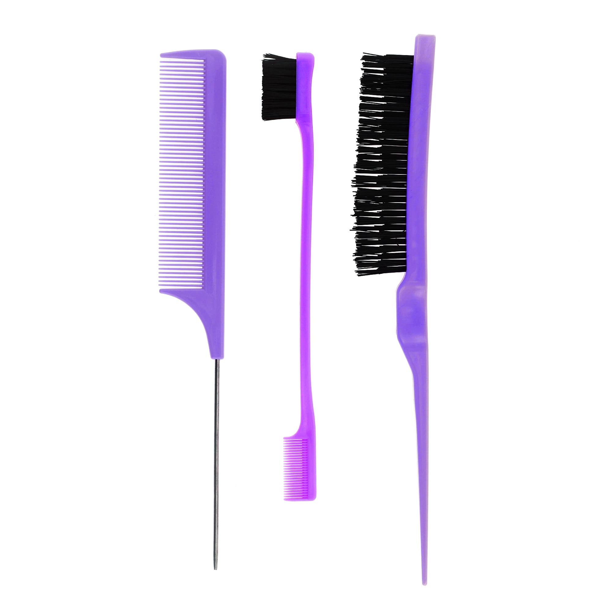Unique Bargains 3Pcs Women Durable Rat Tail Comb Purple