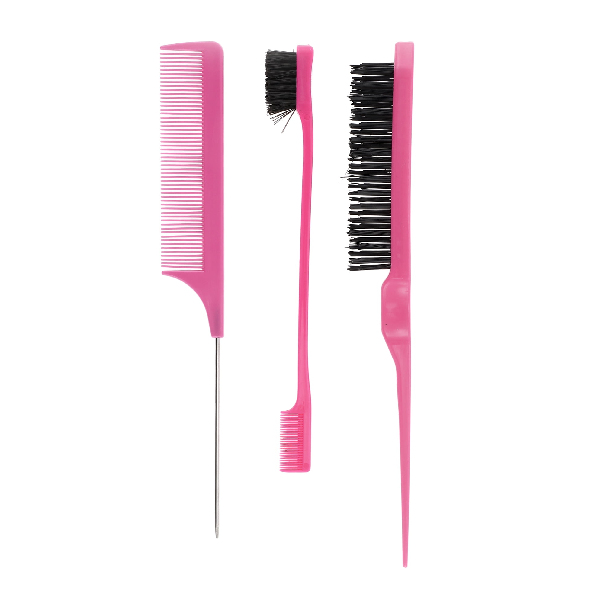 Unique Bargains 3Pcs Women Durable Rat Tail Comb Rose Red