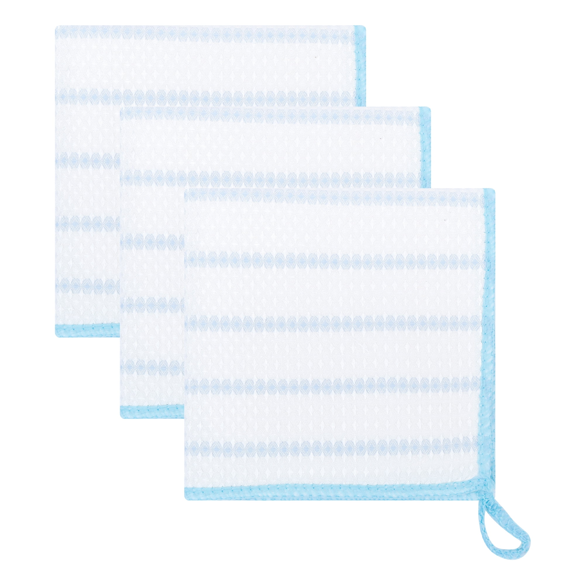 Unique Bargains 3Pcs Wood Fiber Cleaning Cloths Super Absorbent Towel Blue 12" x 12"