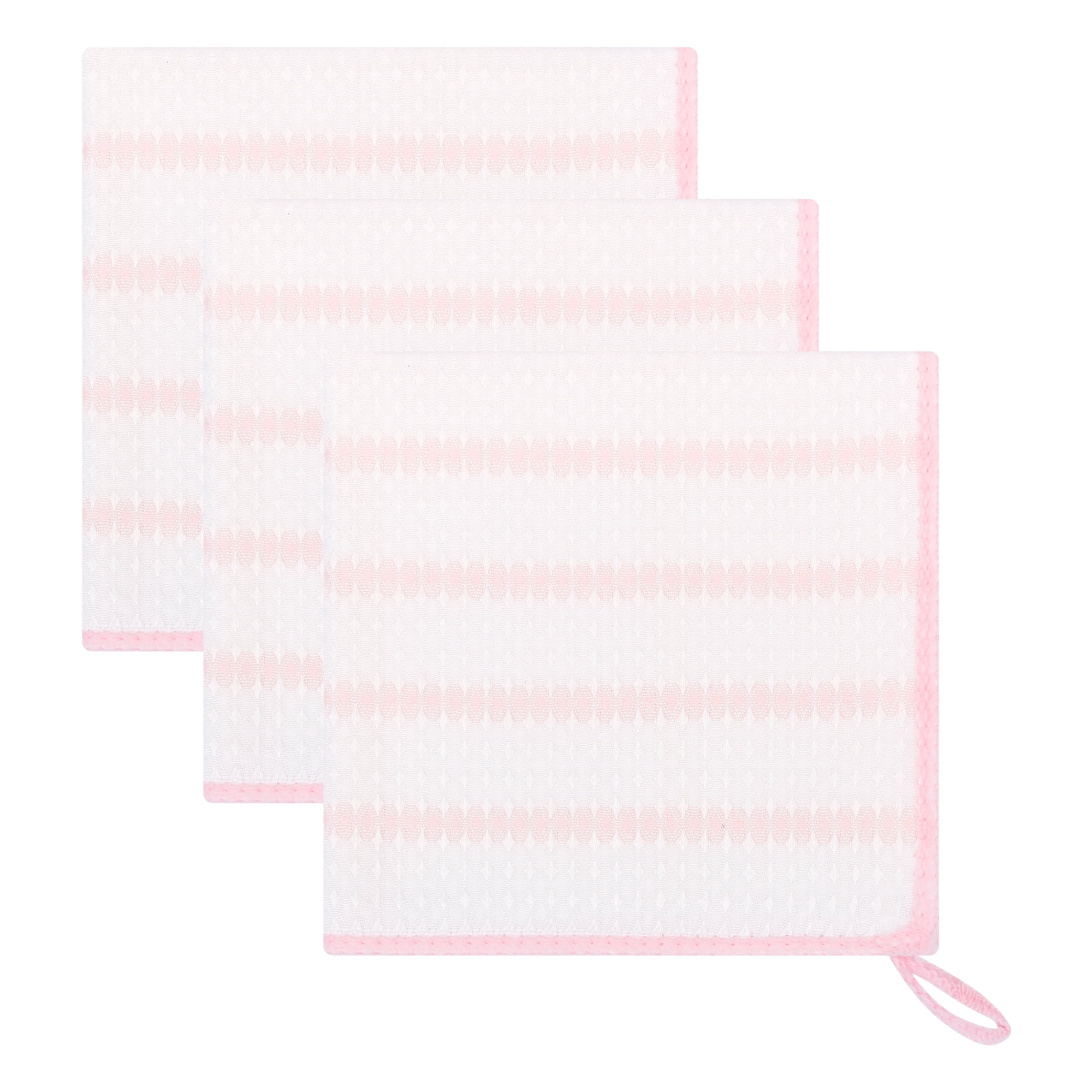 Unique Bargains 3Pcs Wood Fiber Cleaning Cloths Super Absorbent Towel Pink 12" x 12"