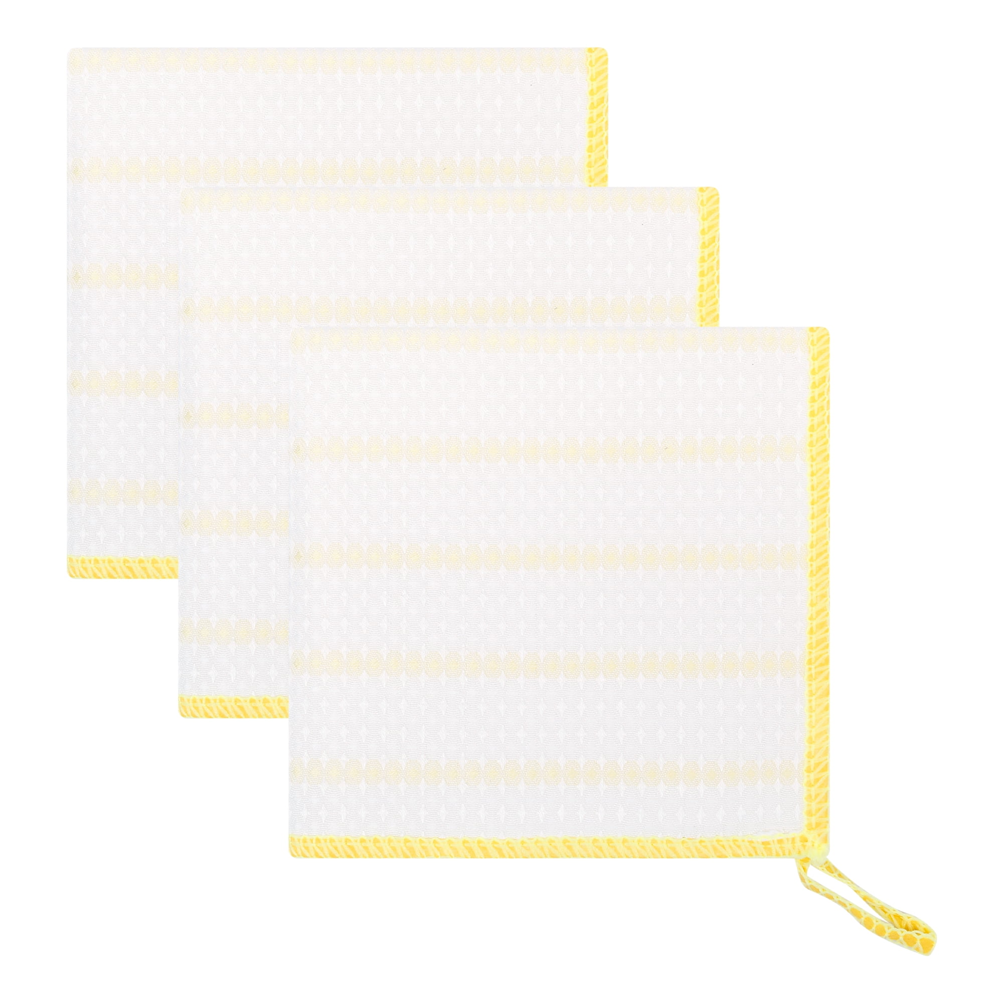 Unique Bargains 3Pcs Wood Fiber Cleaning Cloths Super Absorbent Towel Yellow 12" x 12"